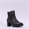 Rieker Strap Detail Block Heel Boot - Dark Brown